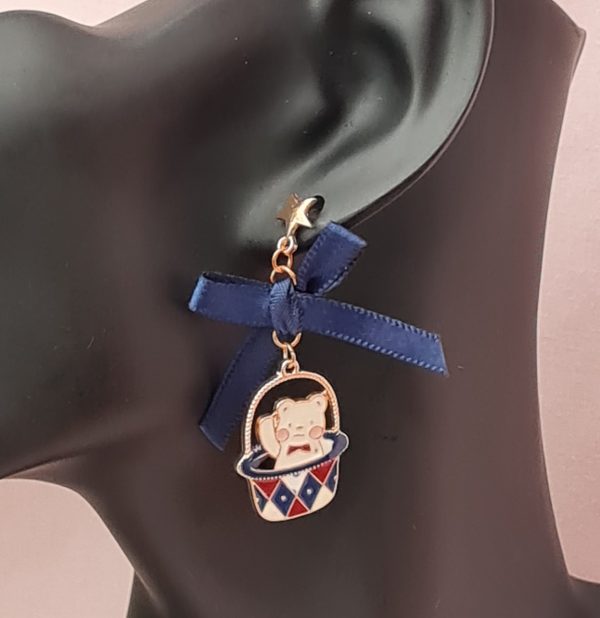 Kawaii Bear In Basket Earrings - Image 4