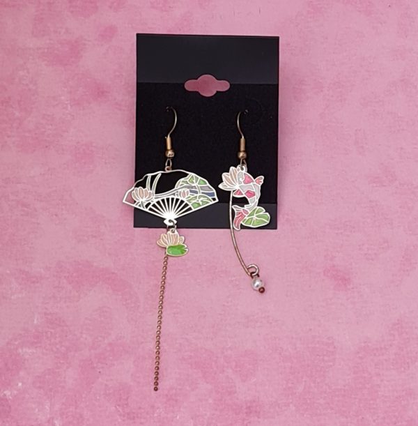 Japanese Fan and Koi Earrings - Image 7
