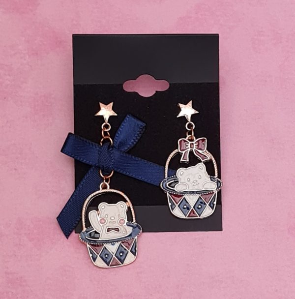 Kawaii Bear In Basket Earrings - Image 6